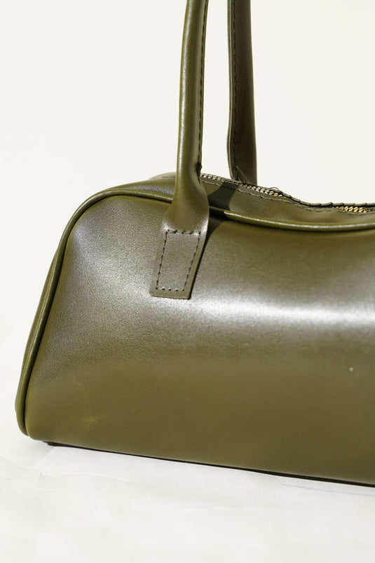 Lange Griff Zipper Baget Tasche Khaki