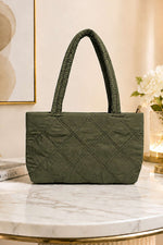 Sac Femme Matelassé À Poignée Longue Kaki