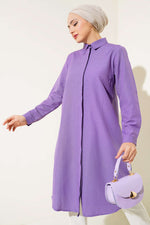 Tunique à col classique modèle long violet