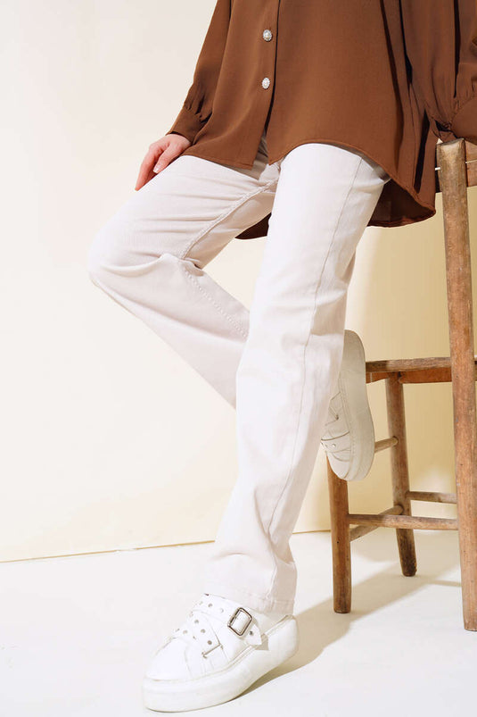 Jean Long Ample Beige