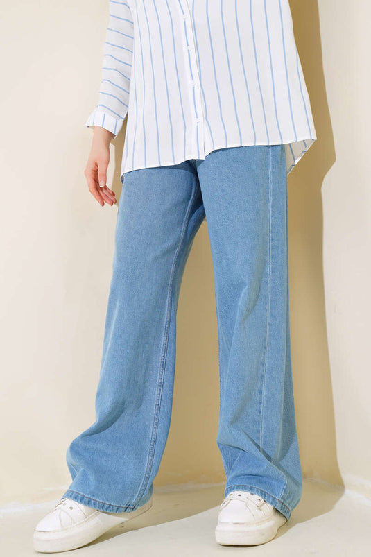 Pantalon Long Ample Bleu Clair