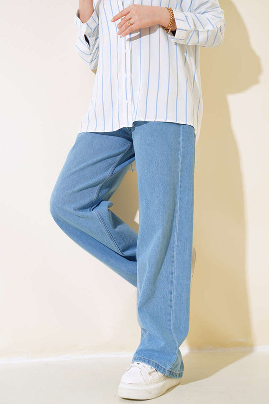 Pantalon Long Ample Bleu Clair