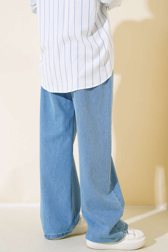 Pantalon Long Ample Bleu Clair