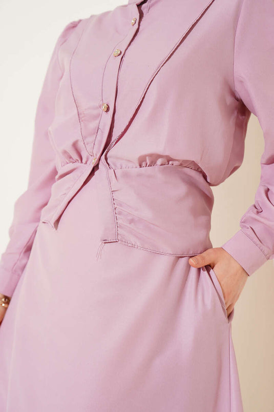 V Alerli Ceketli Jile Takım Pudra