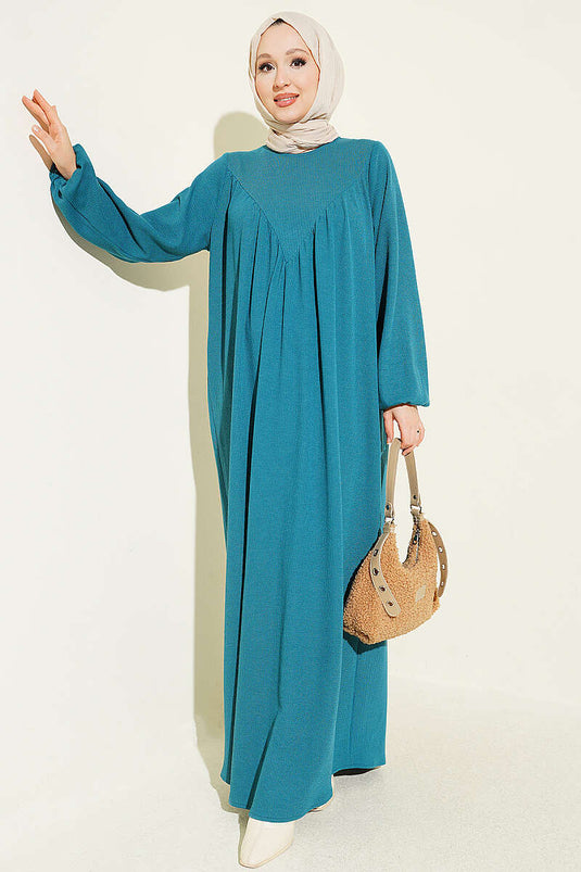 Robe Petrolée À Cordons