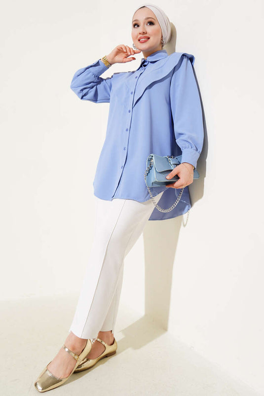 V Detailed Shirt Baby Blue