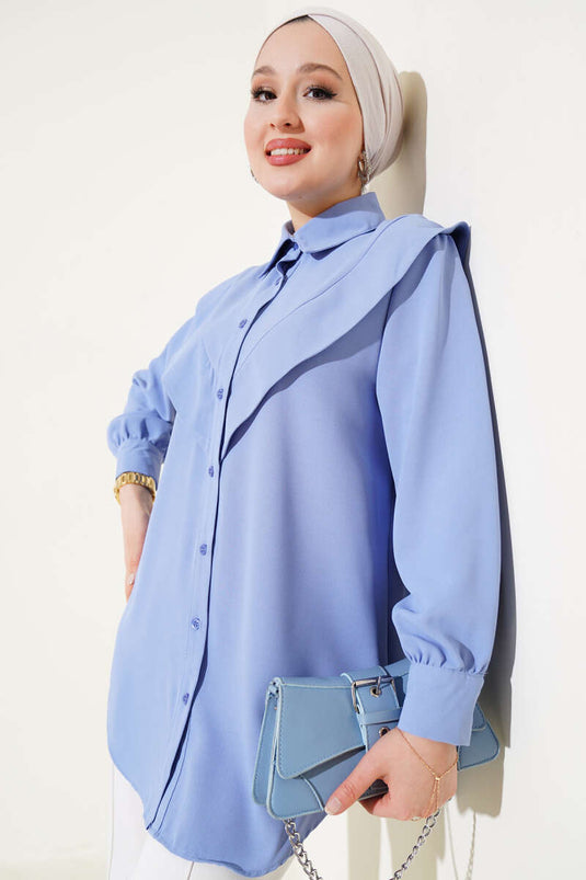 V Detailed Shirt Baby Blue