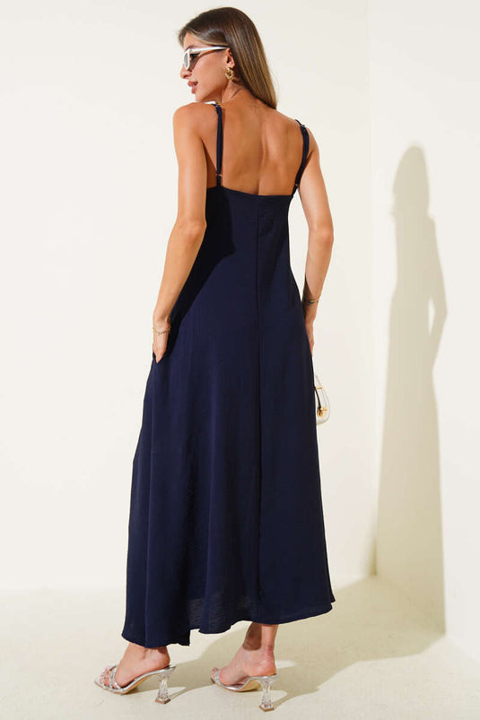 V-Neck Ayrobin Dress Navy Blue