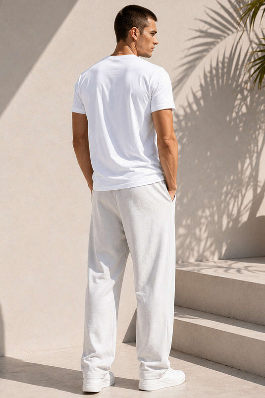 V Yaka Basic Erkek T-shirt Beyaz