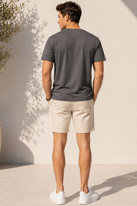 V Yaka Basic Erkek T-shirt Füme