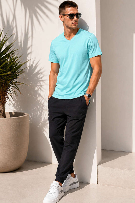 V Yaka Basic Erkek T-shirt Mint