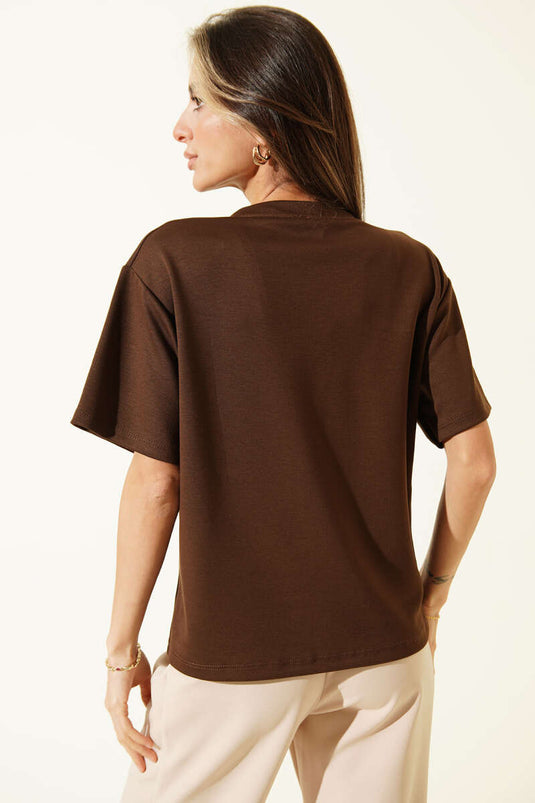 V-neck Loyşa T-shirt Brown