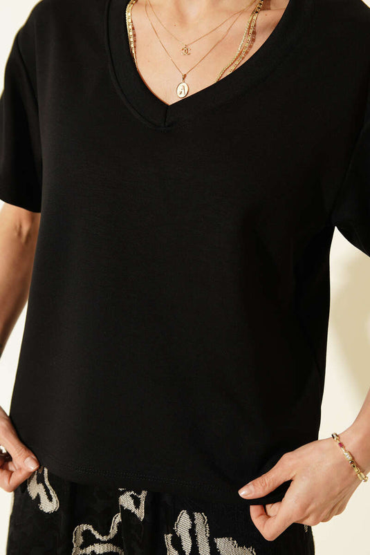 T-shirt V Yaka Loyşa Nera