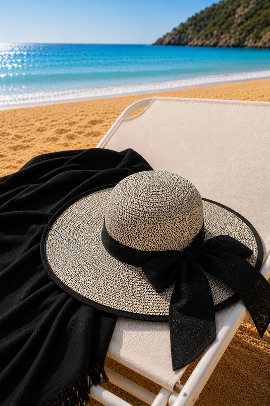 Chapeau en paille à nœud Valencia noir