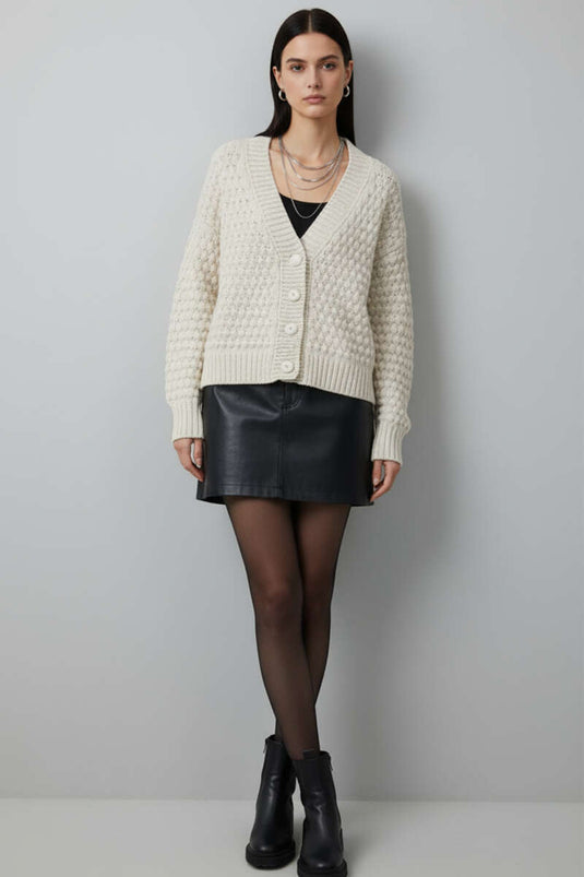 Gilet en maille avec boutons décoratifs, beige