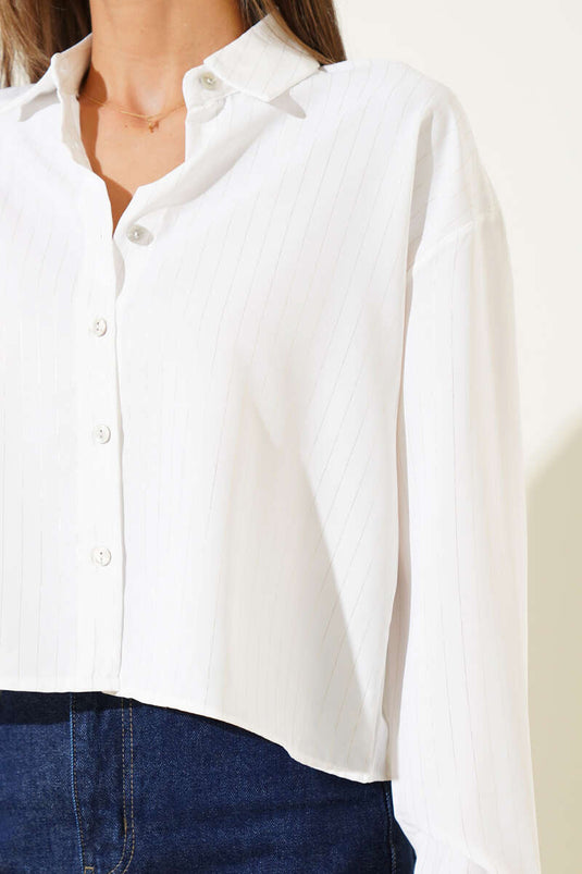 Chemise courte rayée Varak or