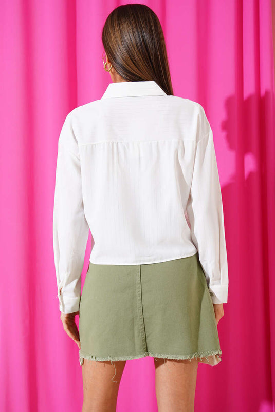 Chemise courte rayée Varak argentée