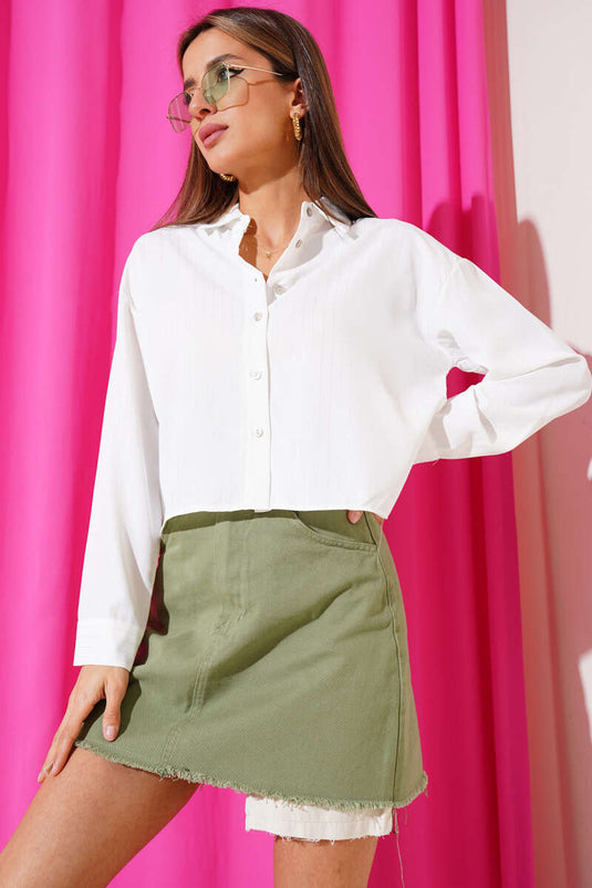 Chemise courte rayée Varak argentée