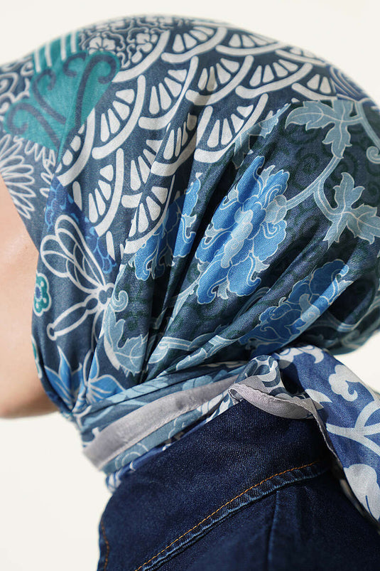 Foulard Ethnico Vera Motivo Grigio Fumo