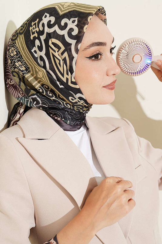 Vera Ethnic Patterned Scarf Chestnut
