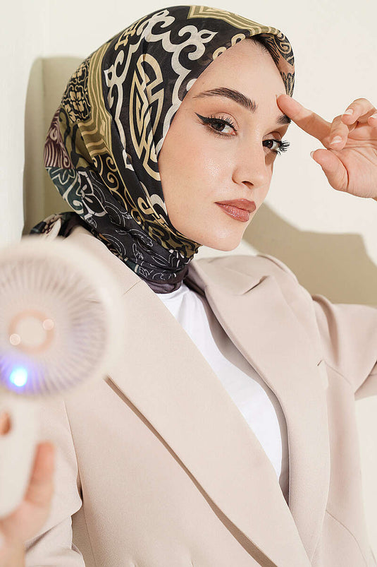 Vera Ethnic Patterned Scarf Chestnut