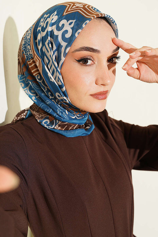 Vera Ethnic Patterned Scarf Petrol