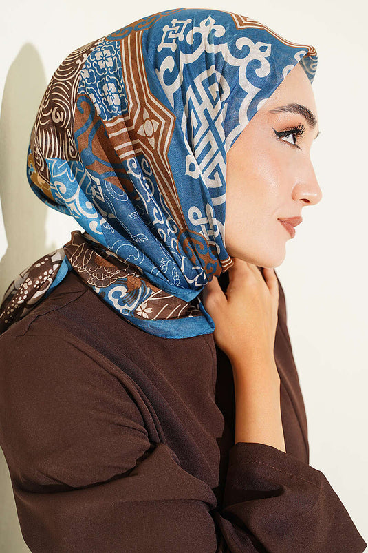 Vera Ethnic Patterned Scarf Petrol