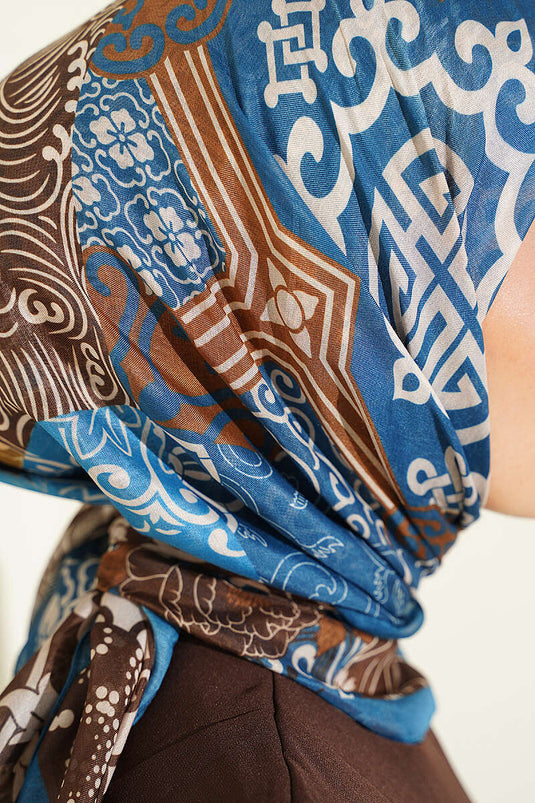 Vera Ethnic Patterned Scarf Petrol