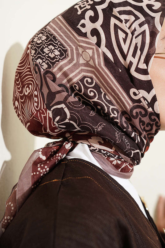 Vera Ethnic Patterned Scarf Mink