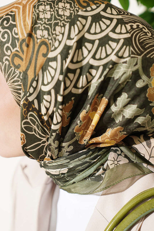 Green Ethnic Patterned Scarf