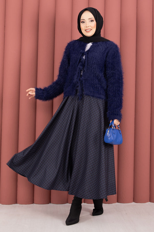 كارديجان فيرا المخملي برباط أمامي، لون كحلي