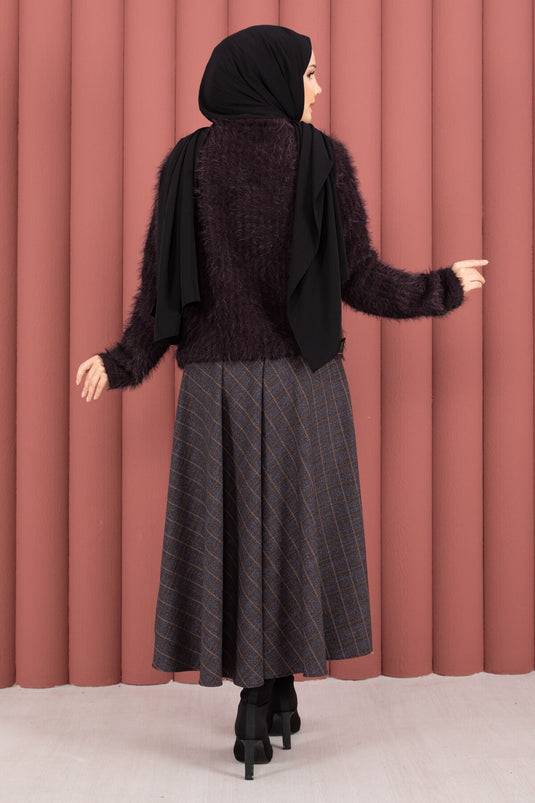 Gilet Vera à nouer sur le devant en peluche, prune