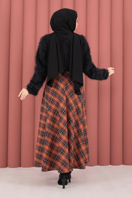Jupe à motif écossais Verev couleur terre cuite