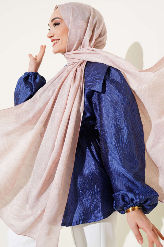 Châle doux à motifs vintage couleur poudre -12