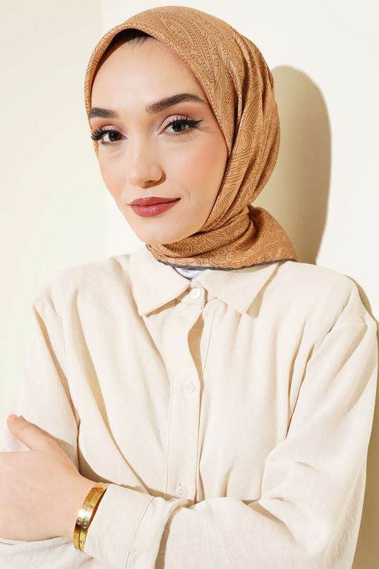 Écharpe à motif vintage moutarde