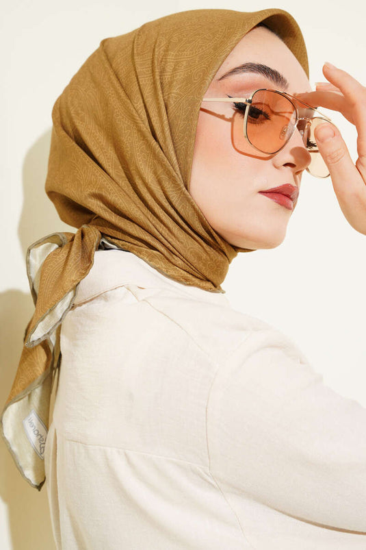 Écharpe à motif vintage vert huile