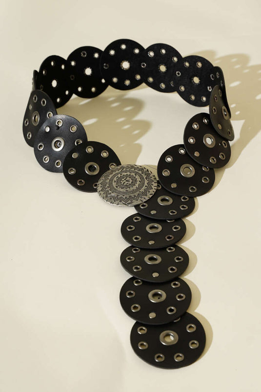 Vintage Tarzı Kemer Siyah Gümüş