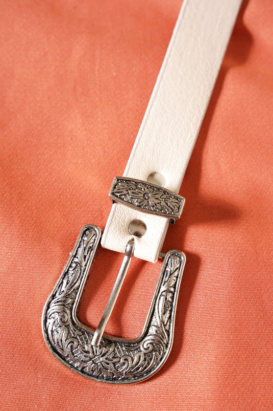 Ceinture à Boucle Vintage Beige