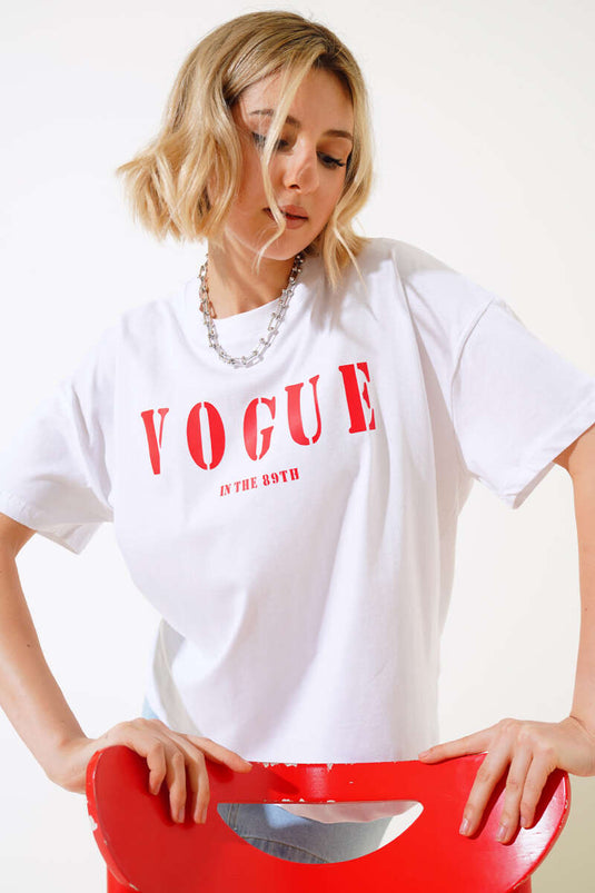 T-shirt imprimé Vogue Blanc