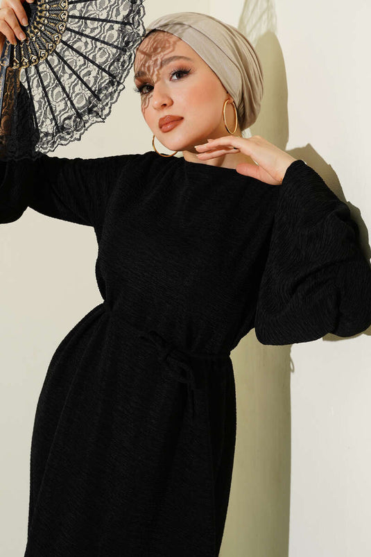 Robe en maille à volants noire