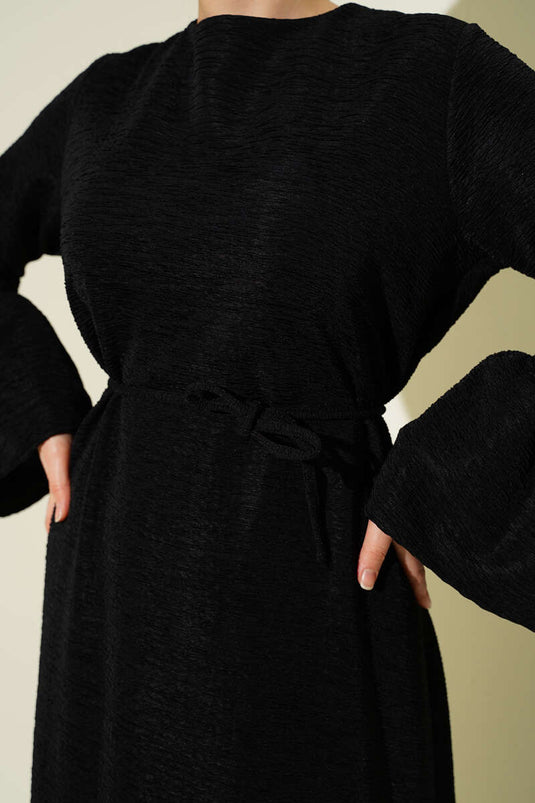 Robe en maille à volants noire