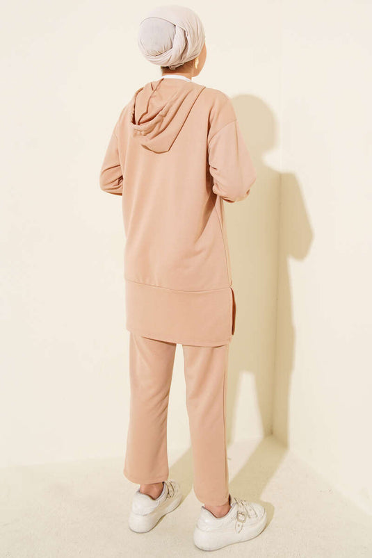 What Ever Embellished Hoodie Two-Piece Set Latte