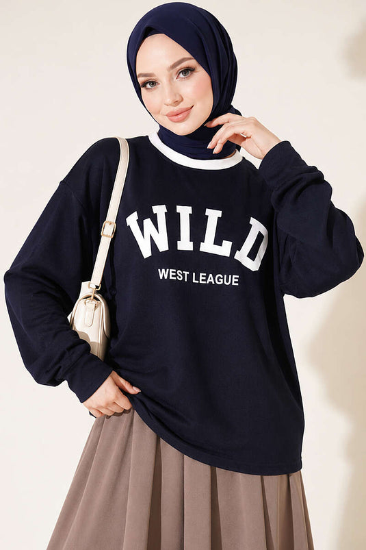Wild Muster Sweatshirt Dunkelblau