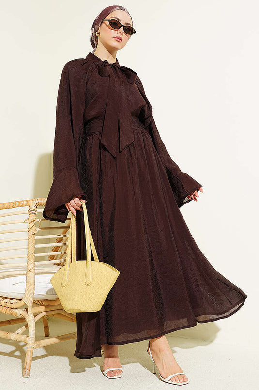 Ensemble deux pièces oversize avec jupe à nouer couleur café amer