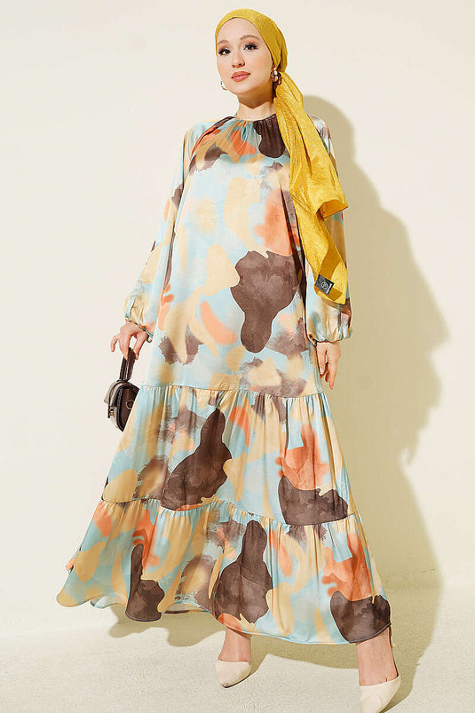 Vestido Estampado Con Cuello Menta