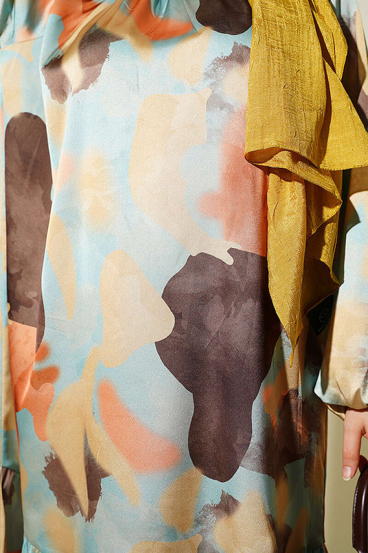Vestido Estampado Con Cuello Menta