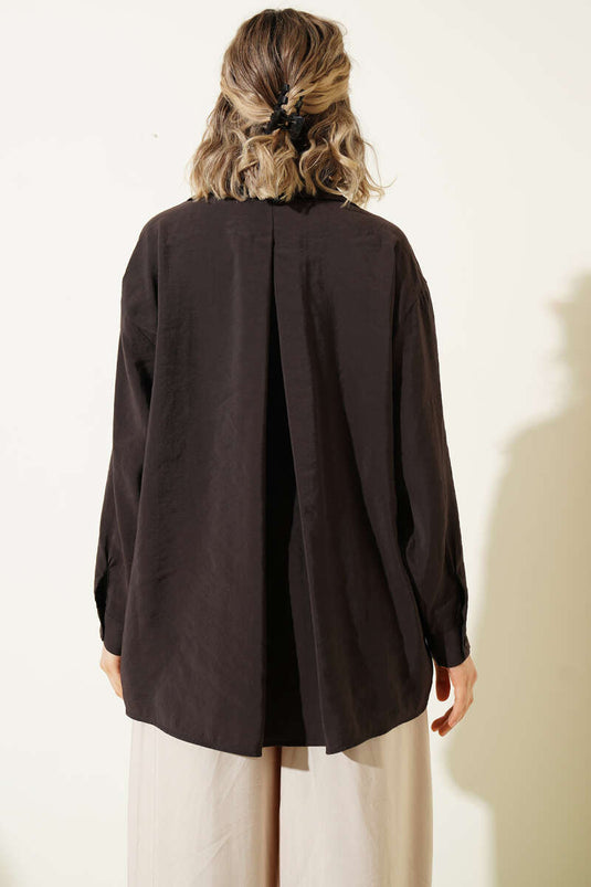 Camicia Oversize con Tasche Colore Caffè Amaro