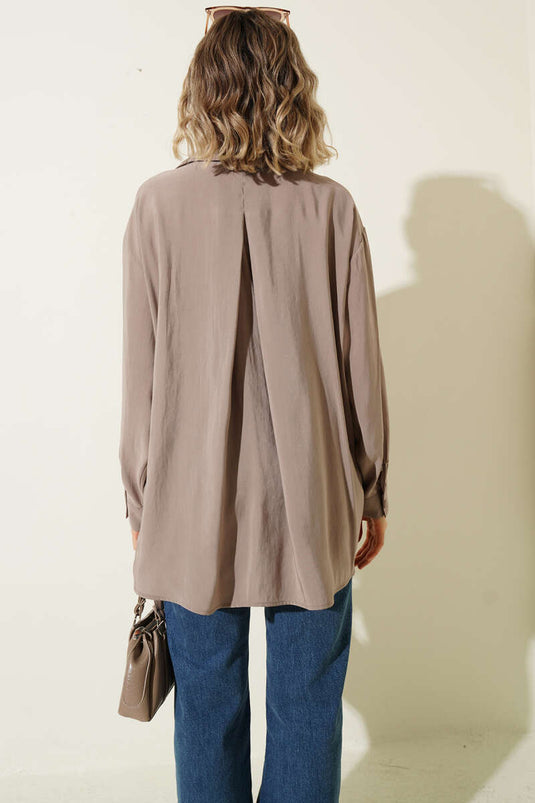 Camicia oversize con tasche e collo a Vizon