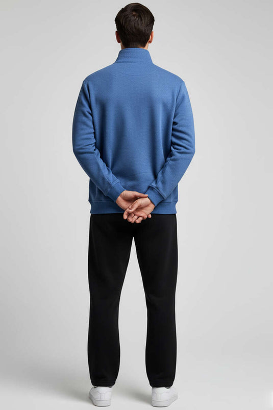 Men's Snap-Button Collar Sweatshirt, Blue