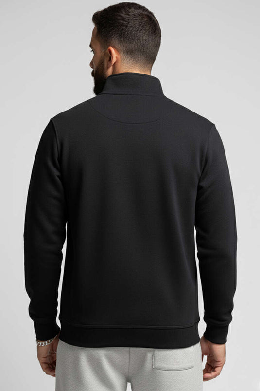 Men's Sweatshirt with Snap Button Collar, Black